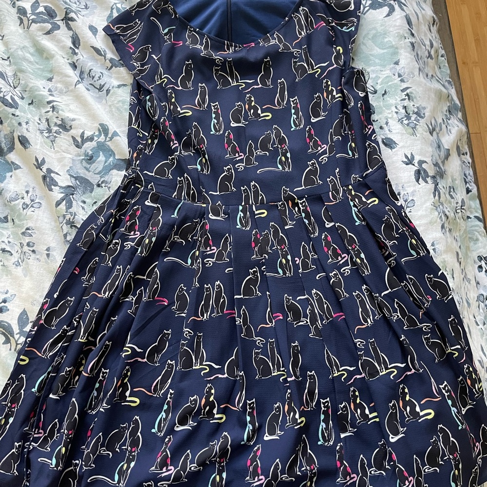 Cat Print Skater Dress
